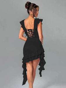 Ruffle Backless Mini Dress