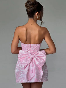 Backless Bow Sexy Mini Dress