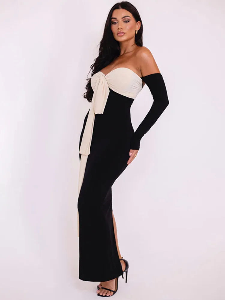 Patchwork Off-shoulde Dress