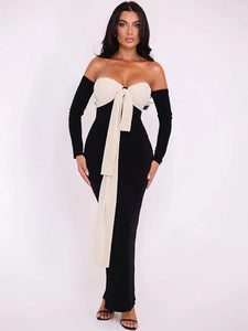 Patchwork Off-shoulde Dress