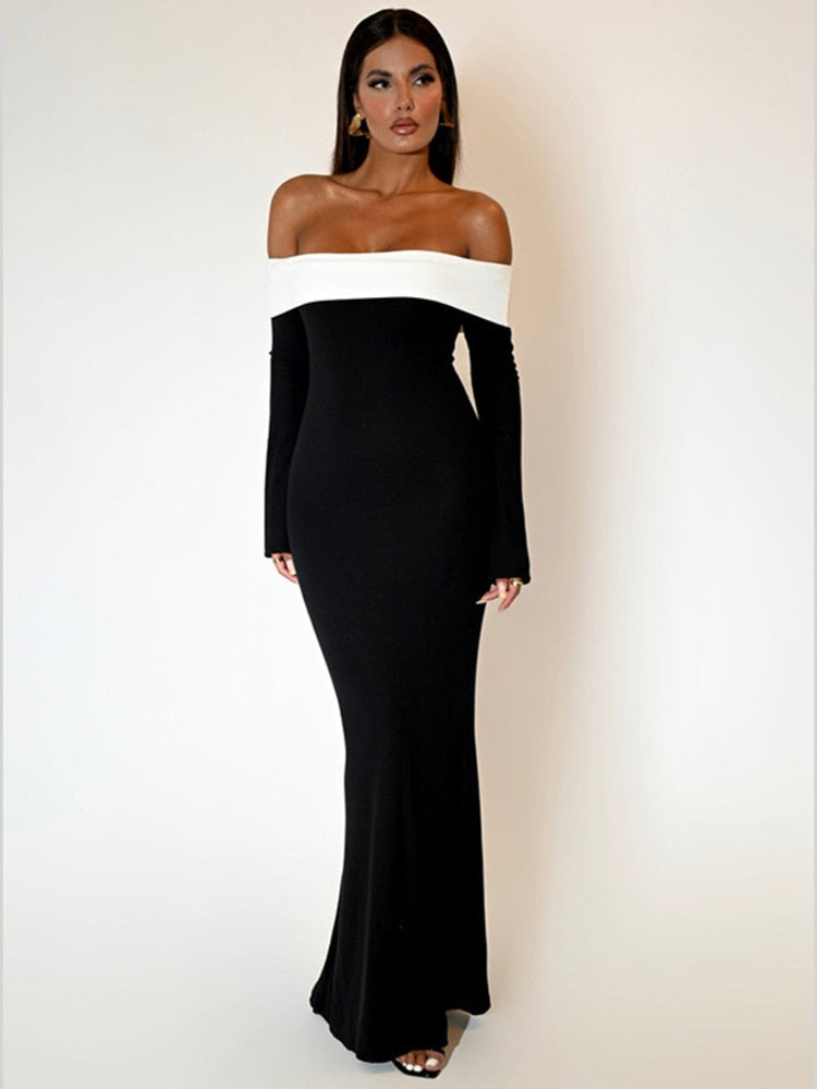 Off-shoulder Backless Bodycon Maxi Dress