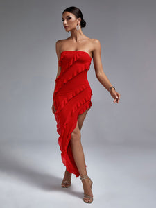 Maxi Long Party DressRuffle Red