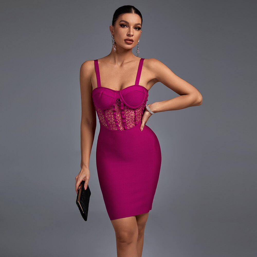 Lace Bandage Dress Purple