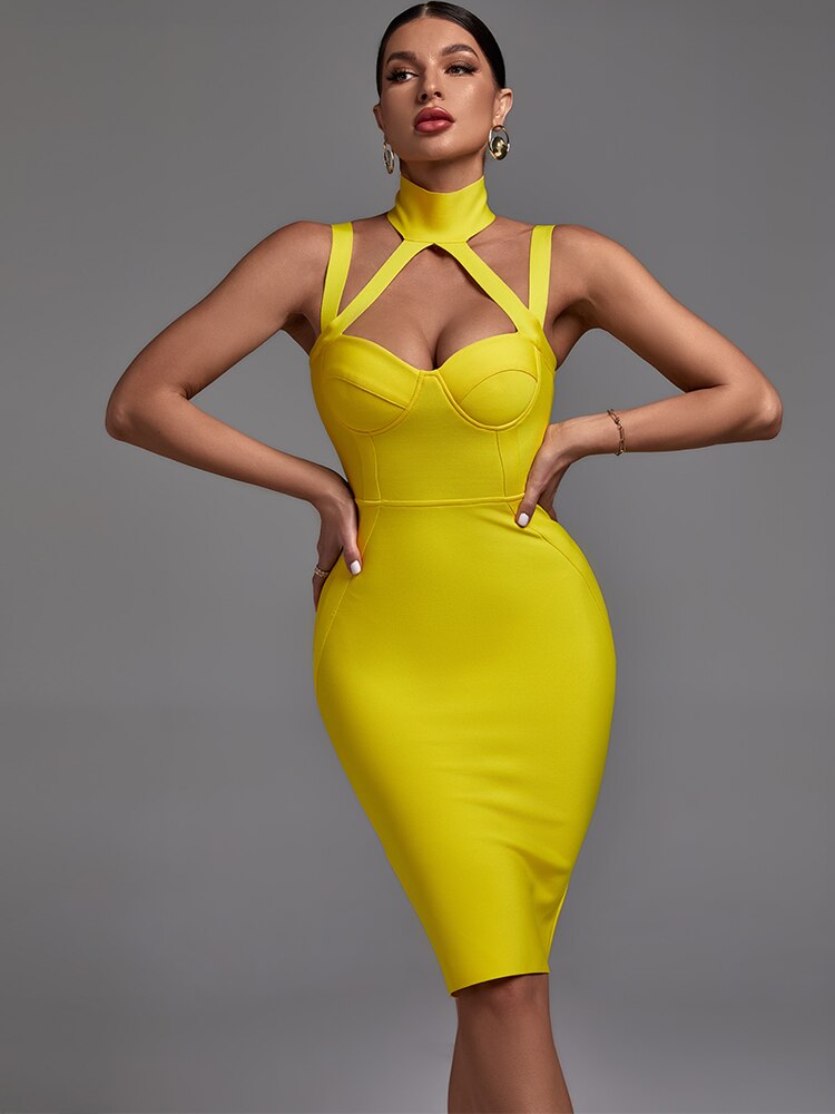 Women's Yellow  Dress Elegant