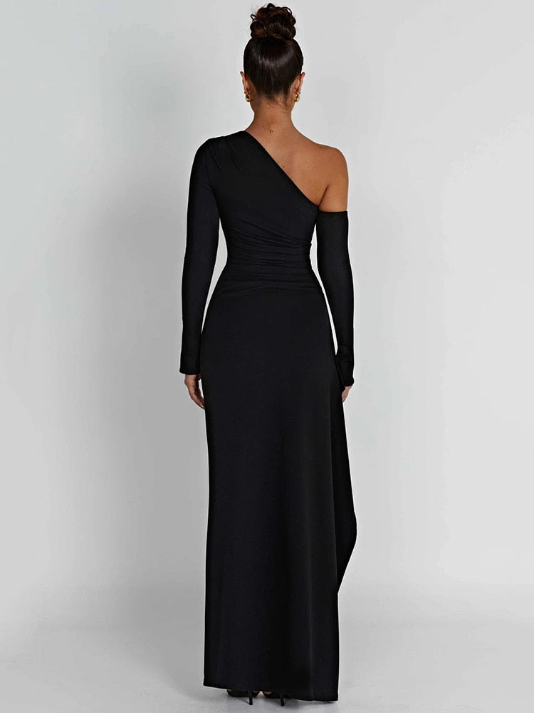 Oblique Shoulder  Maxi Dress