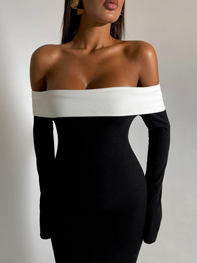 Off-shoulder Backless Bodycon Maxi Dress