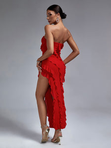 Maxi Long Party DressRuffle Red