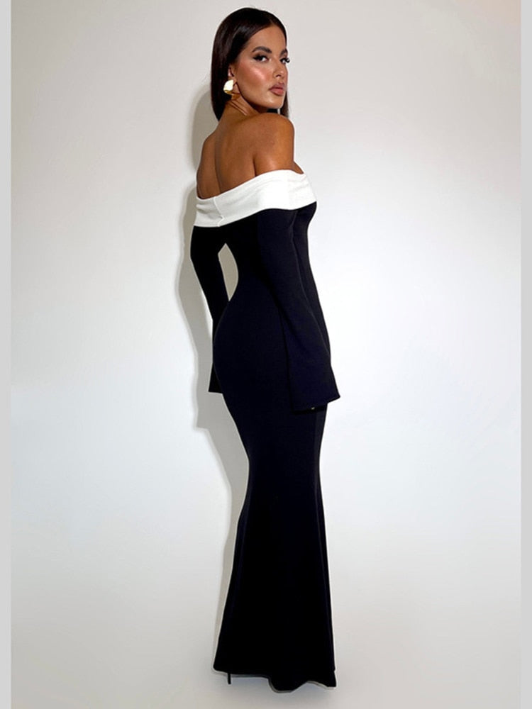 Off-shoulder Backless Bodycon Maxi Dress